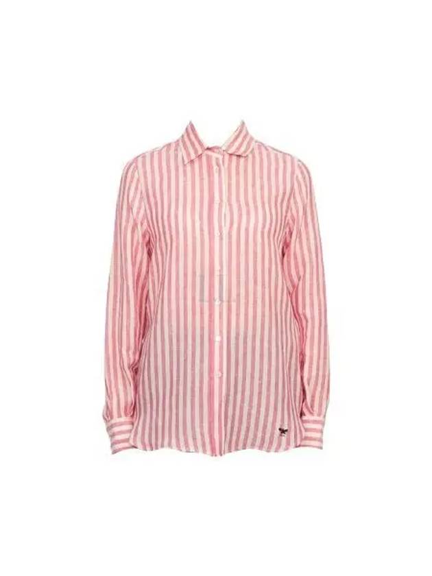 Lari Striped Linen Long Sleeve Shirt Pink - MAX MARA - BALAAN 2