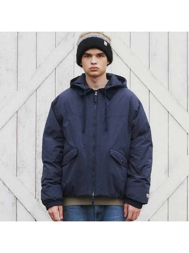 Color Combination Collar Puffer Down Padding Navy - WMC - BALAAN 1