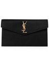 Uptown Grain de Poudre Embossed Leather Clutch Bag Black - SAINT LAURENT - BALAAN 3