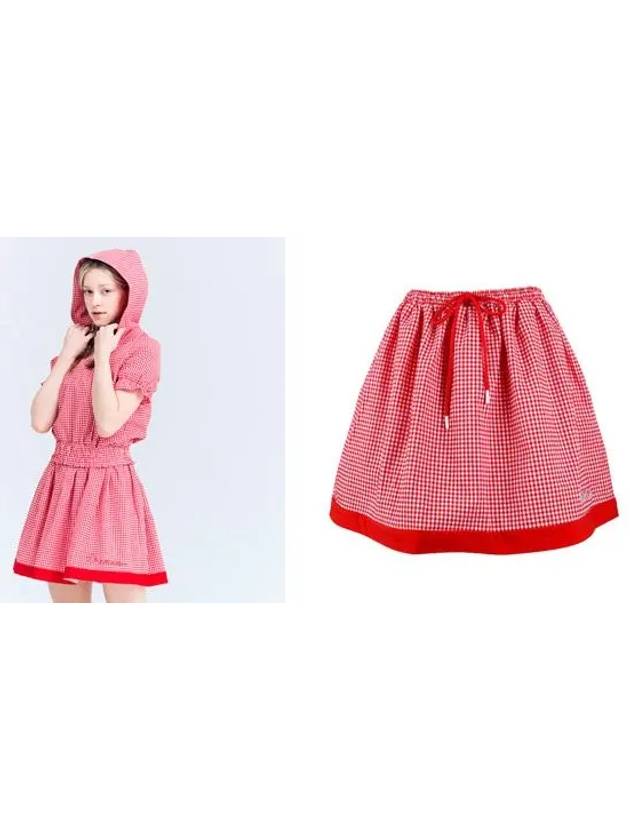 Golf Tennis Check Flare Skirt Red - AVAVE - BALAAN 3