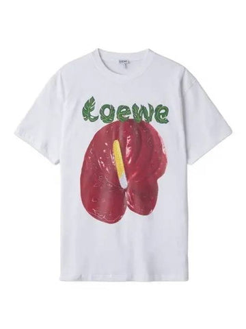 Anthurium Flower Short Sleeve T Shirt White Tee - LOEWE - BALAAN 1