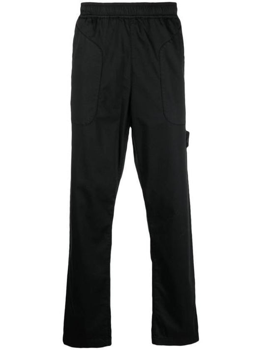 Men's Stretch Ghost Satin Track Pants Black - STONE ISLAND - BALAAN.