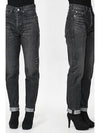 Women's High Waist Slim Dirty Medium Denim Jeans Black - SAINT LAURENT - BALAAN 3