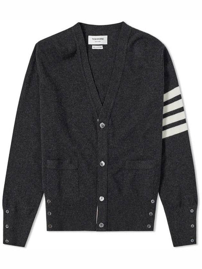 Men's Diagonal Classic Cashmere Cardigan Dark Grey - THOM BROWNE - BALAAN 2