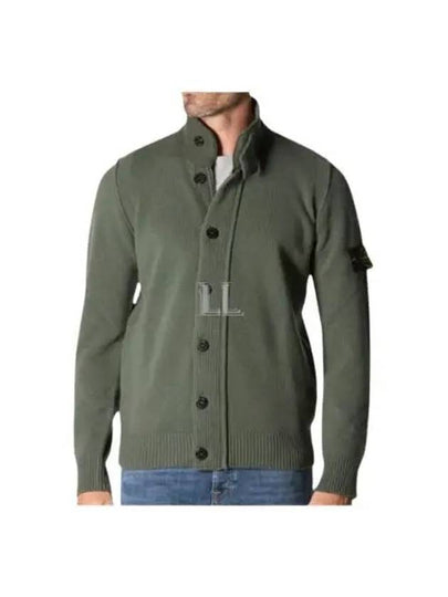 Wappen High Neck Button Up Wool Cardigan Green - STONE ISLAND - BALAAN 2