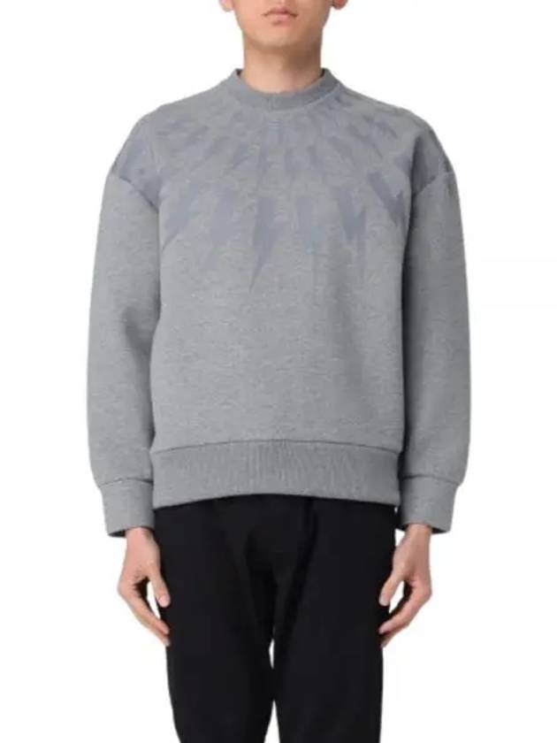 Fair Isle Thunderbolt Easy Sweatshirt Grey - NEIL BARRETT - BALAAN 2