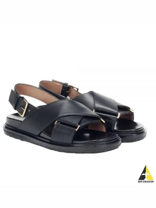 Fussbett Leather Sandals Black - MARNI - BALAAN 2