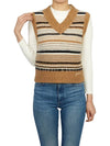 Striped Soft Wool Knit Vest Brown - GANNI - BALAAN 7