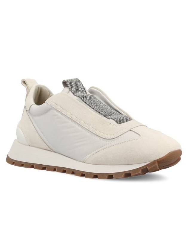 Suede Techno Runner Low Top Sneakers White - BRUNELLO CUCINELLI - BALAAN 3