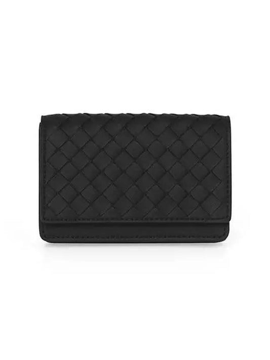 Intrecciato Flap Card Wallet Black - BOTTEGA VENETA - BALAAN 2