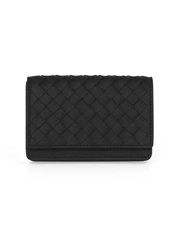 Intrecciato Flap Card Wallet Black - BOTTEGA VENETA - BALAAN 3