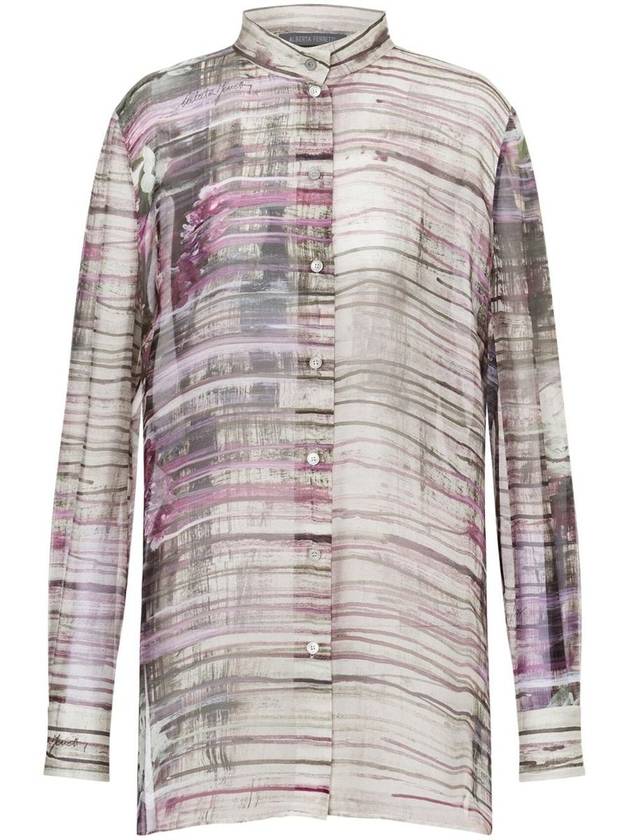 Alberta Ferretti Gray And Pink Art Print Shirt - ALBERTA FERRETTI - BALAAN 1