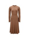 Women's Logo Patch Wool Blend Midi Dress Brown - MONCLER - BALAAN 1