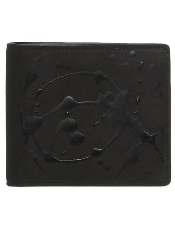 Numbering Stitch Paint Leather Half Wallet Black - MAISON MARGIELA - BALAAN 1