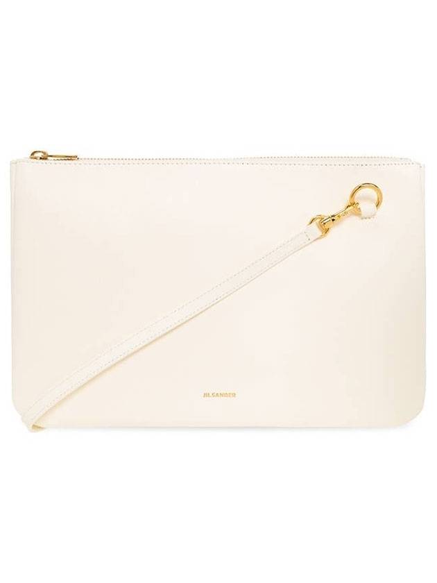 Leather Logo Clutch Bag White - JIL SANDER - BALAAN.