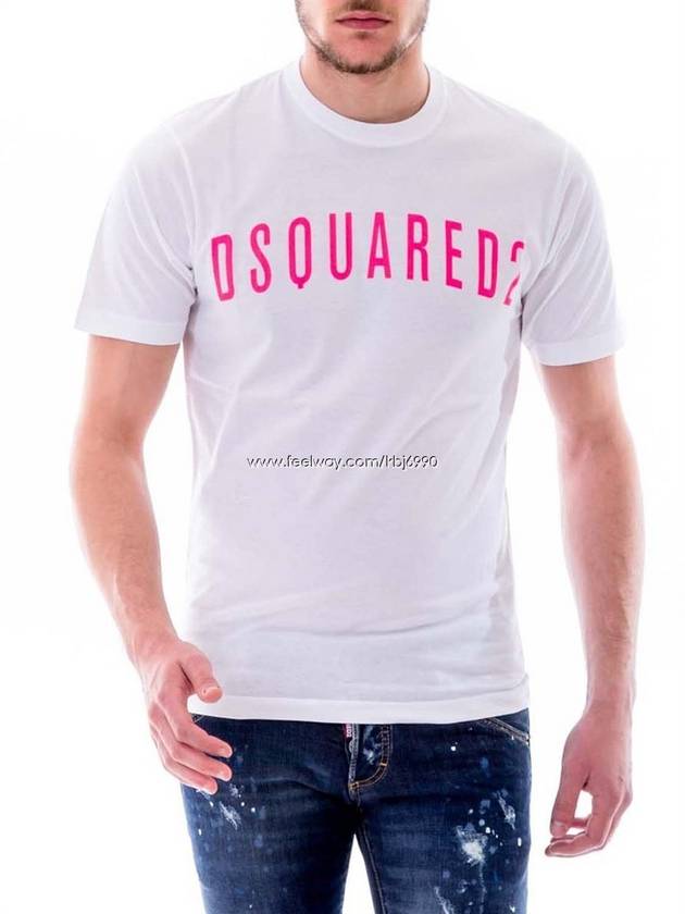 Men's Pink Logo Short Sleeve TShirt S74GD0013 - DSQUARED2 - BALAAN 1