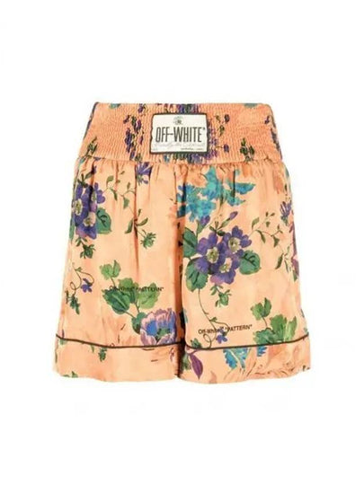 Logo Patch Floral Print Shorts Peach Orange - OFF WHITE - BALAAN 2