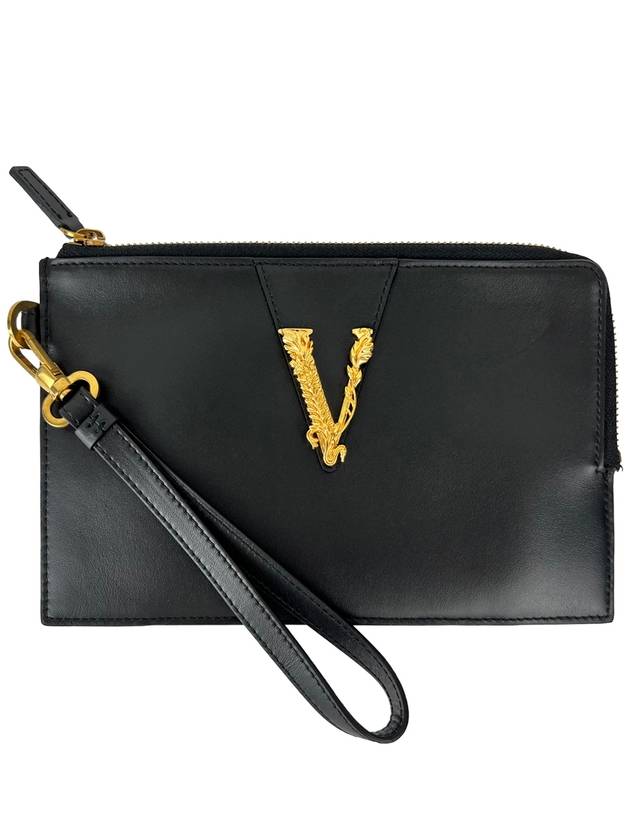 Mini Leather Clutch Bag Black - VERSACE - BALAAN 1