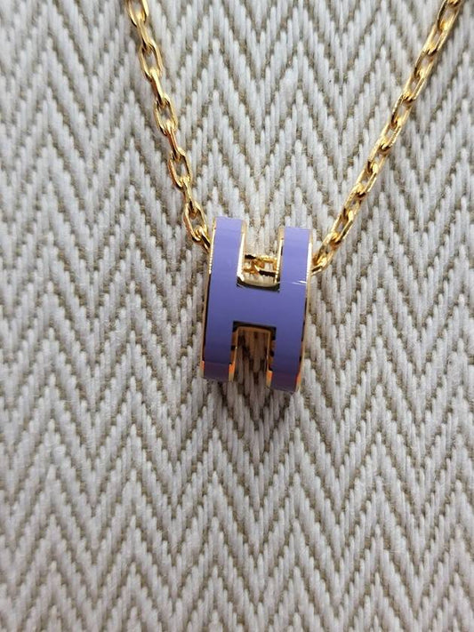 Mini Pop H Pendant Necklace Gold Lilas - HERMES - BALAAN 2