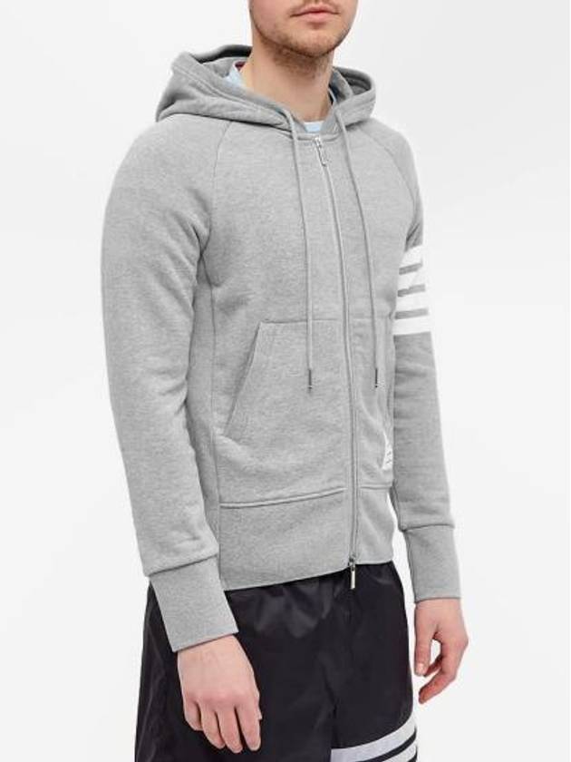 Engineered 4 Bar Diagonal Zip Up Hoodie Light Grey - THOM BROWNE - BALAAN 6