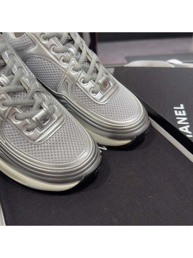 sneakers fabric laminated light gray silver - CHANEL - BALAAN 6