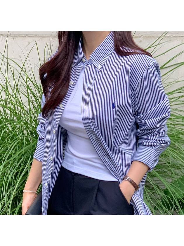 Classic Striped Stretch Poplin Long Sleeve Shirt Blue - POLO RALPH LAUREN - BALAAN 4