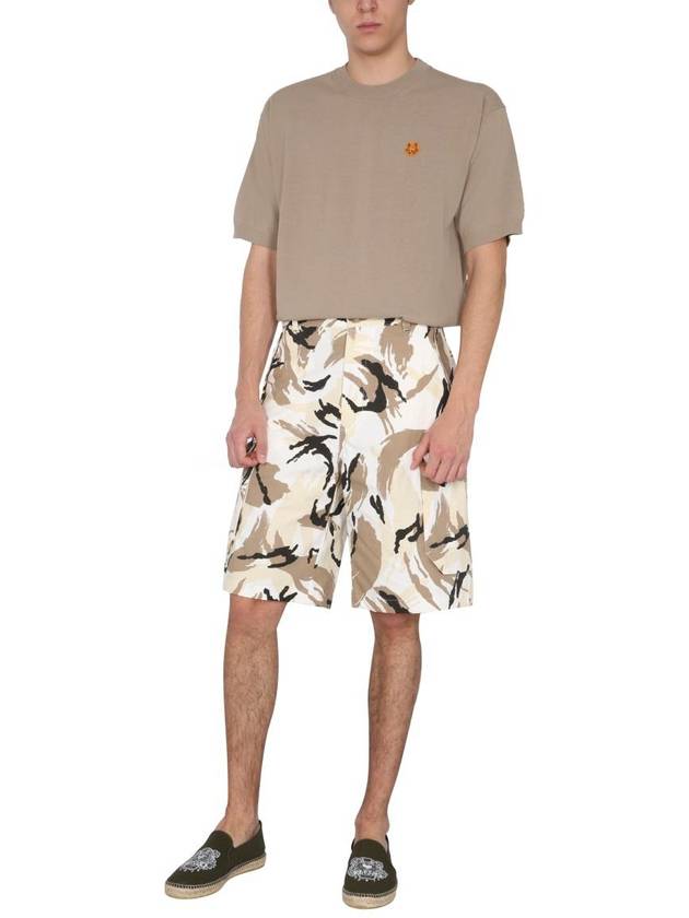 Camo Plage Print Cargo Bermuda Shorts Blanc - KENZO - BALAAN 3