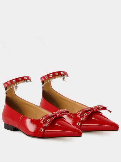 Eyelets Jewel Ballerinas - Ganni - Synthetic - Red - GANNI - BALAAN 2