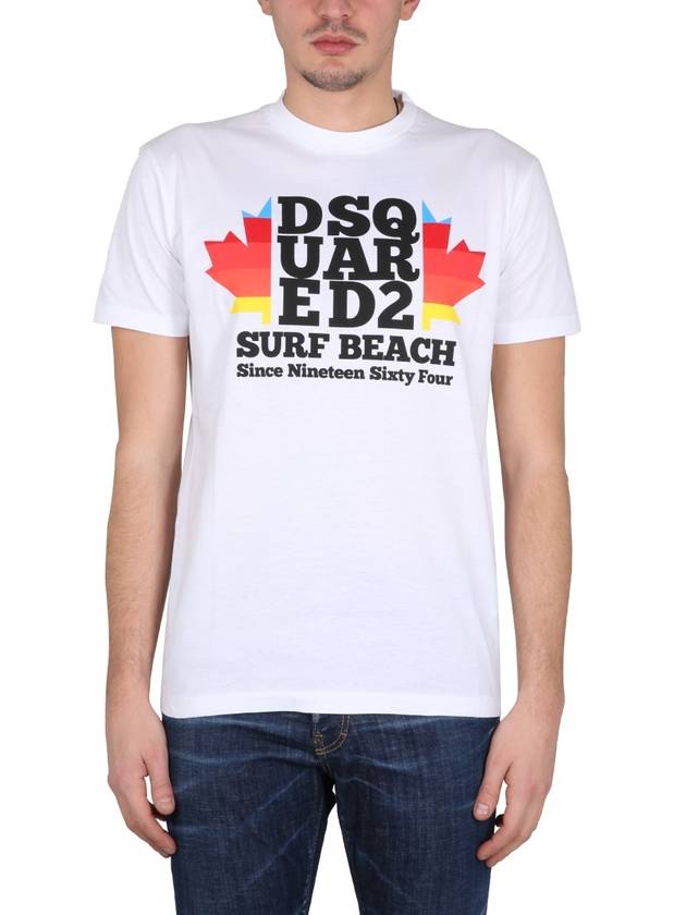 Surf Beach SURF BEACH Short Sleeve T-Shirt White - DSQUARED2 - BALAAN 2