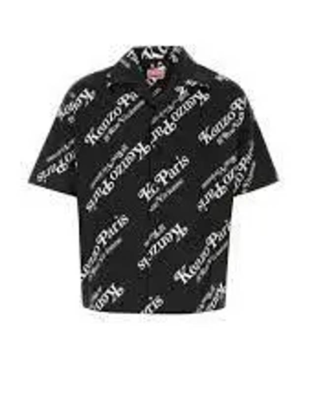 Verdy Boxy Monogram Print Button Short Sleeve Shirt Black - KENZO - BALAAN 2