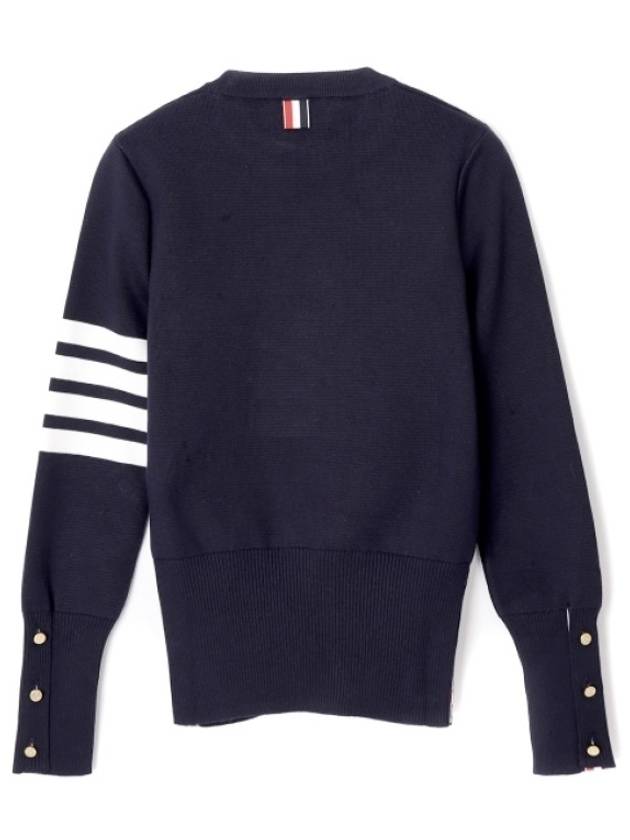 Milano Stitch Crewneck 4-Bar Cotton Crepe Knit Top Navy - THOM BROWNE - BALAAN 3