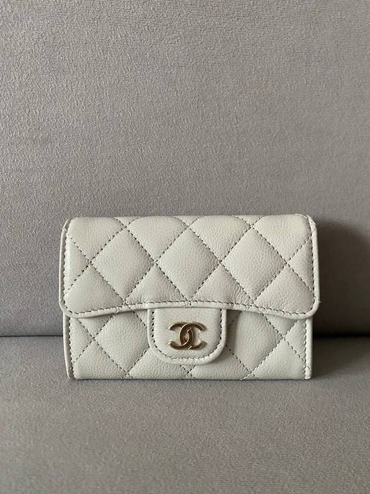 Classic snap card wallet caviar light gray gold AP0214 - CHANEL - BALAAN 2