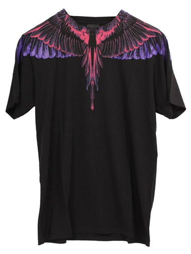 Men's Wings Print Short Sleeve T-Shirt Black - MARCELO BURLON - BALAAN 1