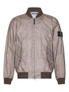 Men's Wappen Patch Zip-Up Bomber Jacket Grey Brown - STONE ISLAND - BALAAN 2