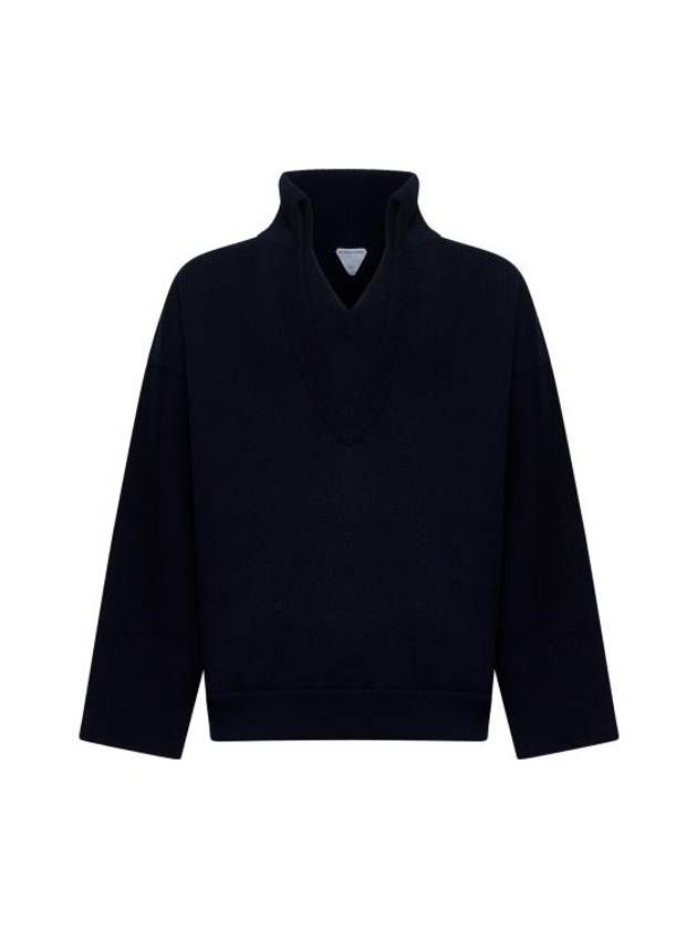 Compact Double Layer Neckline Knit Top Navy - BOTTEGA VENETA - BALAAN 2