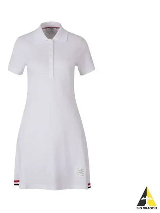 Women's Logo Patch Tennis Flare Short Dress White - THOM BROWNE - BALAAN 2