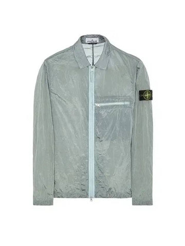 Nylon Metal Econyl Regenerated Over Long Sleeve Shirt Sky Blue - STONE ISLAND - BALAAN 1