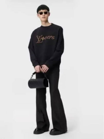 Cotton Signature Crew Neck Black 1AFVAR - LOUIS VUITTON - BALAAN 1