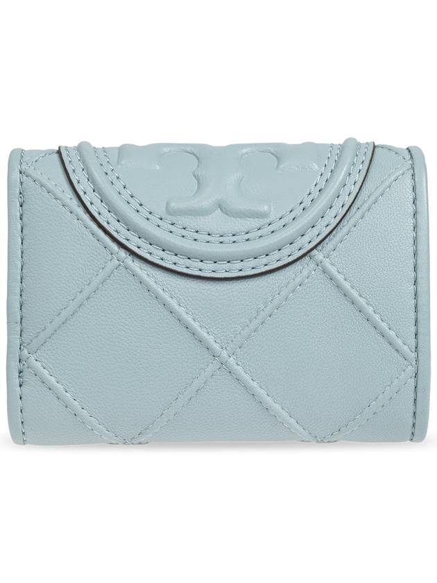 Tory Burch Leather Wallet Fleming, Women's, Light Blue - TORY BURCH - BALAAN 3