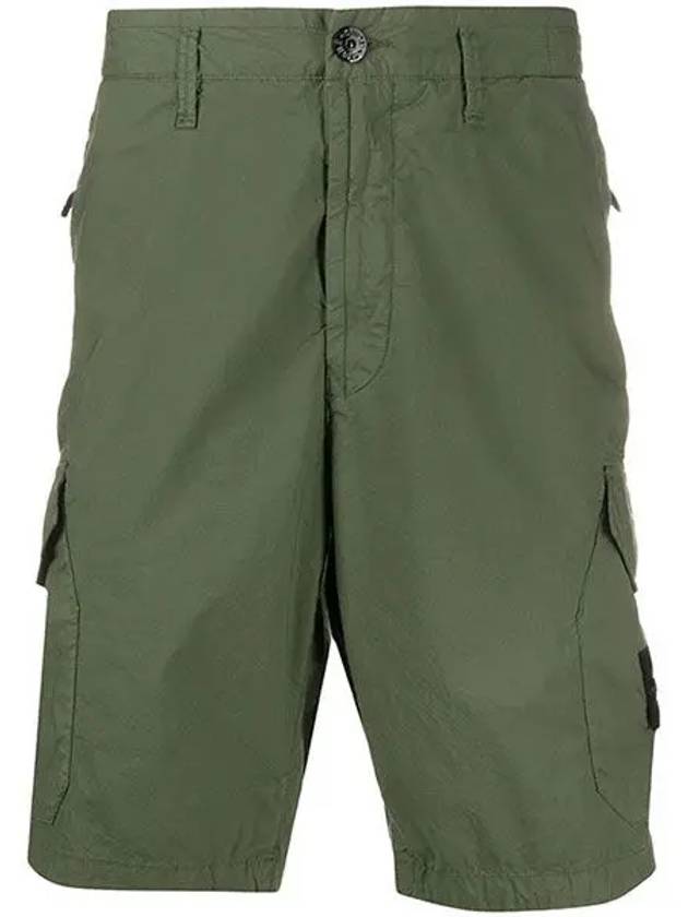Garment Dyed Waffen Cargo Short Pants Olive 7215L0403 V0058 - STONE ISLAND - BALAAN.