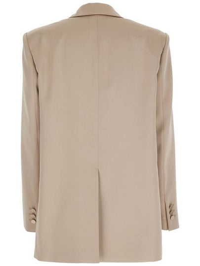 'Guia' Beige Single-Breasted Jacket With Notched Revers And Shoulder Pads In Wool Blend Stretch Woman - ANDAMANE - BALAAN 2