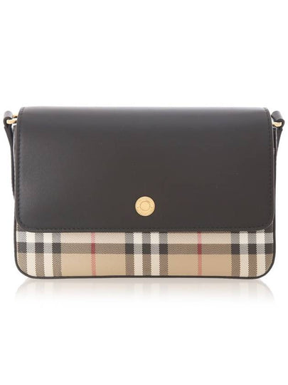 Vintage Check Leather Cross Bag Black - BURBERRY - BALAAN 2