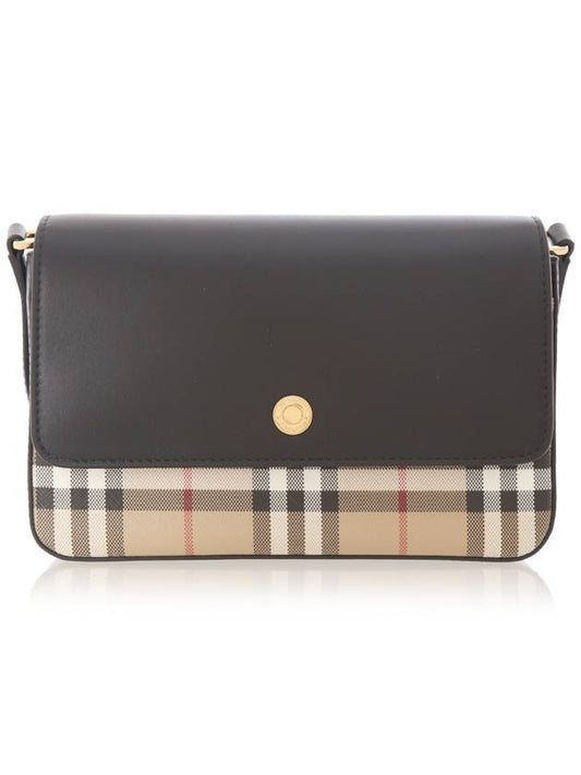 Vintage Check Leather Cross Bag Black - BURBERRY - BALAAN 2