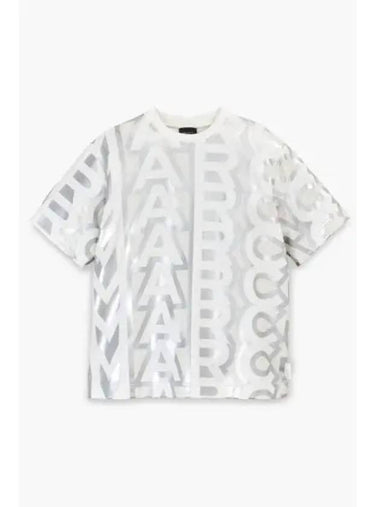 Monogram Big T Shirt Silver Bright White MJTAW23003SVX - MARC JACOBS - BALAAN 1