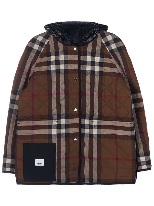 Diamond Quilted Reversible Hooded Jacket Brown Black - BURBERRY - BALAAN 5