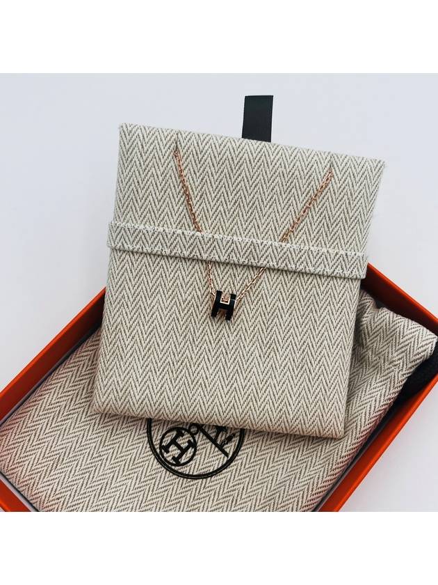 Mini Pop H Pendant Rose Gold & Noir - HERMES - BALAAN 6