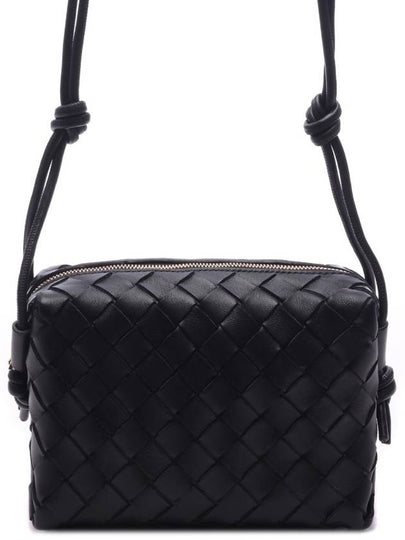 Intrecciato Loop Small Leather Cross Bag Black - BOTTEGA VENETA - BALAAN 2