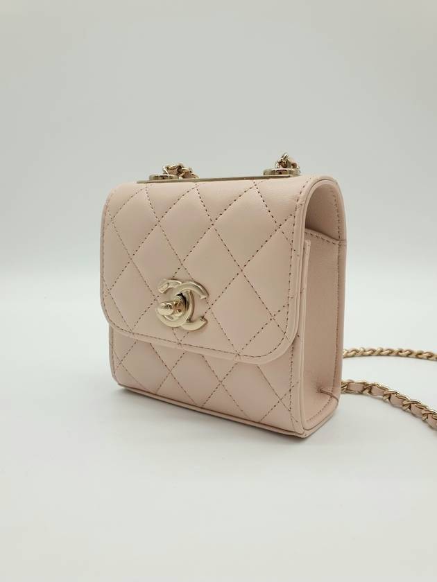 gold CC logo chain lambskin mini cross bag pink beige - CHANEL - BALAAN 5