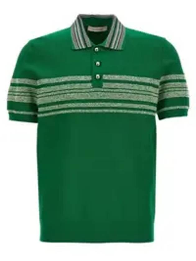 Dawn Knit Polo Shirt Green - WALES BONNER - BALAAN 1