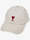 De Coeur Embroidered Logo Ball Cap Beige - AMI - BALAAN 3